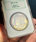 1882-S Morgan Dollar $1 Neon Toned NGC MS64 Old Fatty Holder