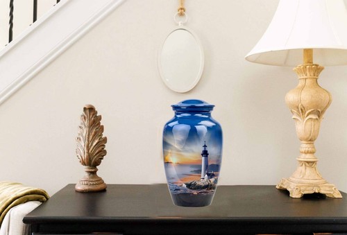 Lighthouse Urn large size 10x6.5 with bage, cremation urn , (sky lighthouse urn) - Picture 5 of 5