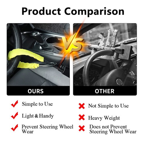 Steering Wheel Lock Anti-Theft Security System Car Truck SUV Auto Lock Universal - Picture 10 of 17