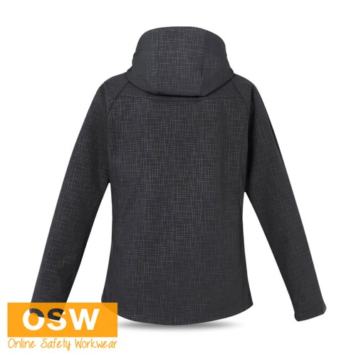 Ladies Black Navy Cross-Hatch Breathable Water Repellant Softshell Geo Jacket - Bild 7 von 7