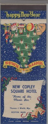 Giant Matchbook Cover - Christmas - New Copley Square Hotel Boston, MA