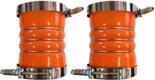 Pair of Silicone Orange Hump Hose for Charge Air & Clamps Set 4" ID x 6.2" Long