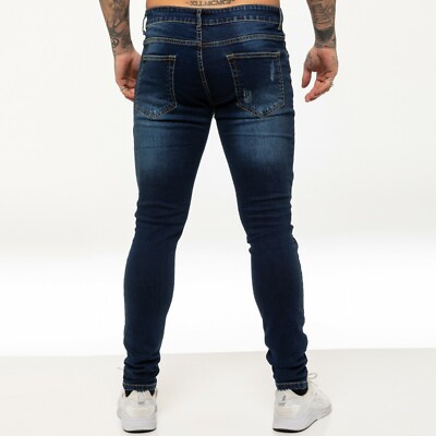 Jean Homme Slim Fit Extensible 989Zé ENZO - Denim Déchiré, Trous, Fermeture éclair - Style Streetwear Enzo Jeans Official Website