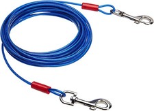 Pet Dog Puppy Tie Out Cable for Large Dogs up to 60 Lbs 25-ft outdoor blue