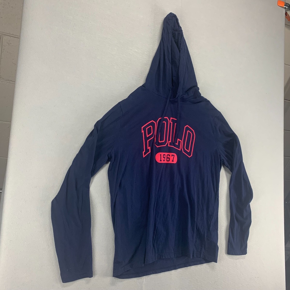 Polo Ralph Lauren Hoodie Mens Large Blue Pullover 1967 Long Sleeve