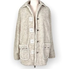 Nwt Vtg Tudor Court By Haband Plush Sherpa Fuzzy Embroidered Teddy Coat Size S