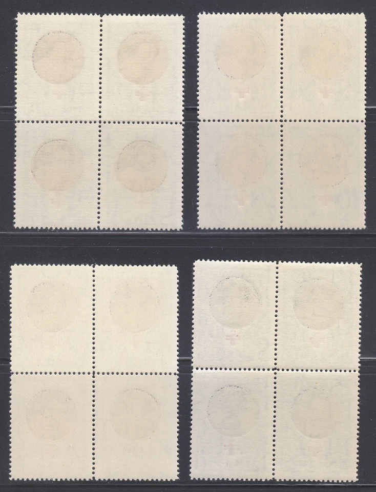 Romania 1945 MNH Mi 827-830 Sc B247-B250 Queen Mother Helen & Red Cross Blocks** - Image 2 of 2