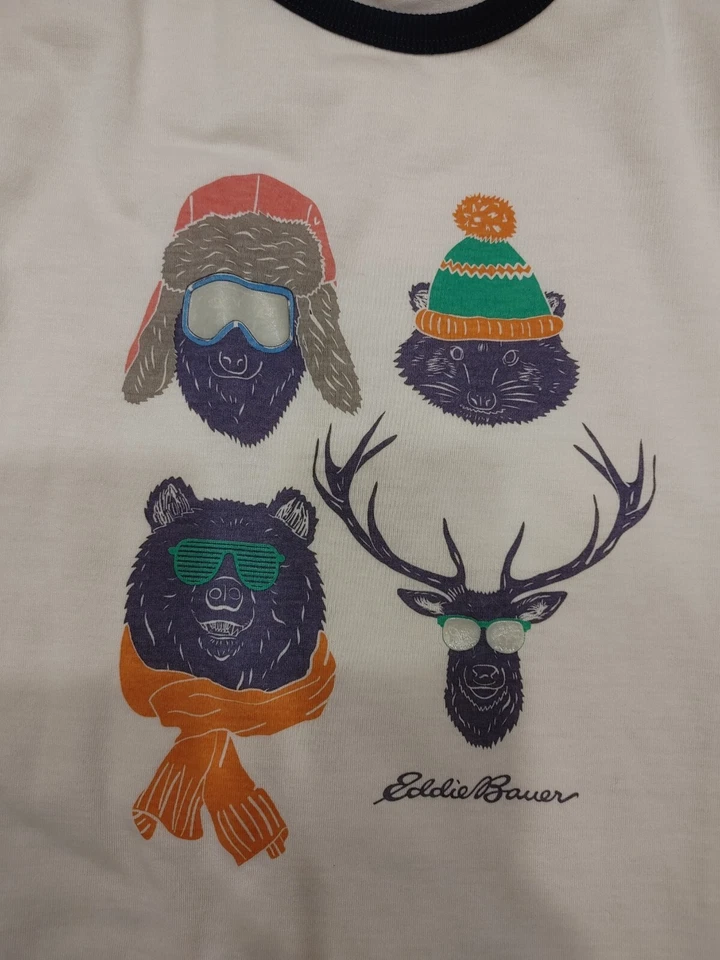 Camiseta manga larga Eddie Bauer niños niños blanco algodón personajes dibujos animados talla L Foto 2 de 4