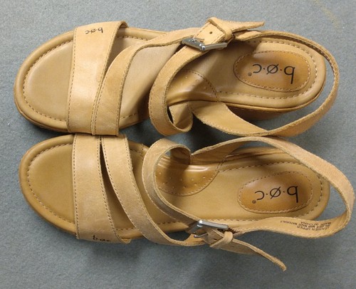B.O.C Born Wedge Tan Leather Sandals Shoes Women’s Size 8 Worn Only Once! - Picture 8 of 12