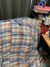 RED HOT SALE  Mens  dress casual shirt Nautia orange blue checkered xl shirtNICE