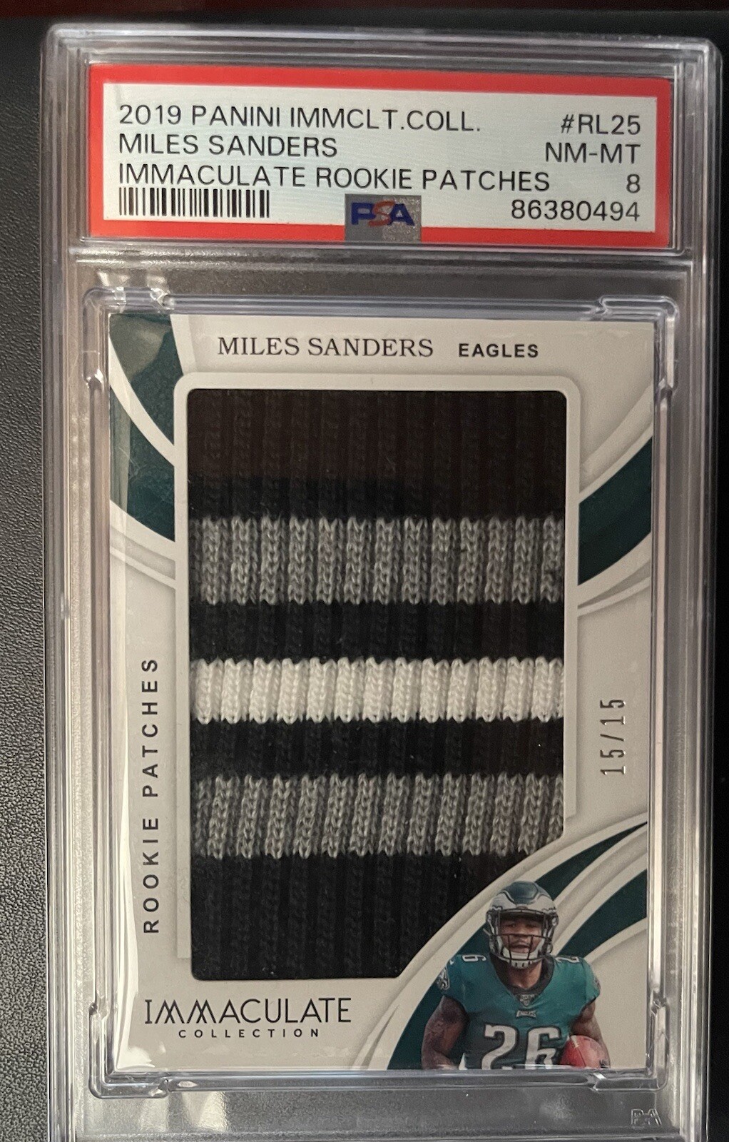 Miles Sanders Panini Immaculate Collection Immaculate Rookie Patches #RL25 Base