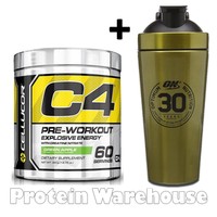 Cellucor C4 Pre Workout G4 Chrome Series Sachets 60 Servings + On Gold Shaker Cellucor C4 Pre Workout G4 Chrome Series Sachets 60 Servings + On Gold Shaker