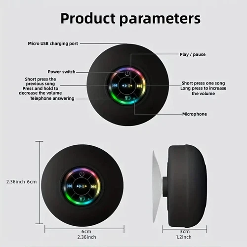 Waterproof Bluetooth Shower Speaker Bathroom Portable Wireless Hand-free Call - Picture 9 of 17