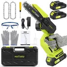 NaTiddy Mini Chainsaw 6 inch Cordless Green 1