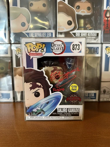 Funko Pop! Demon Slayer Tanjiro #873 GITD Signed By Zach Aguilar Authentic JSA
