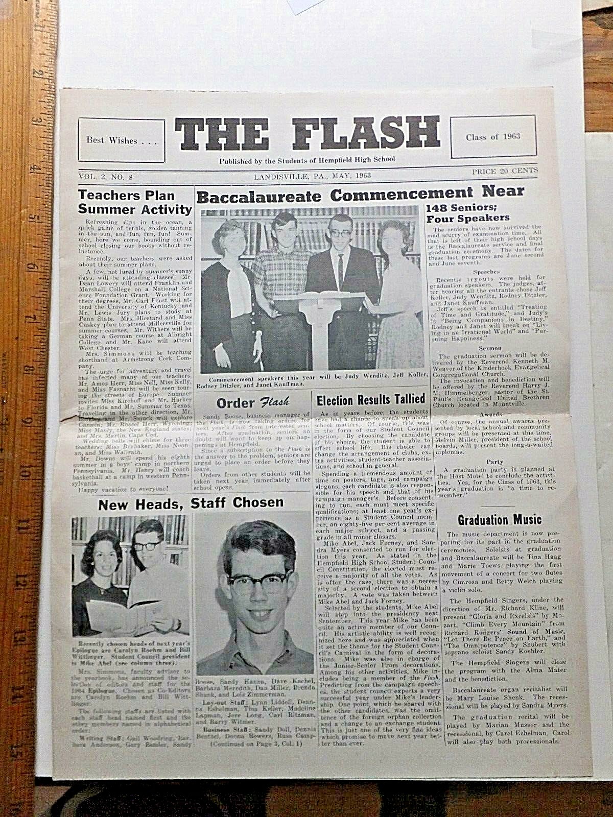 The Flash. Hempfield High School 1963 Student Newspaper. Landisville