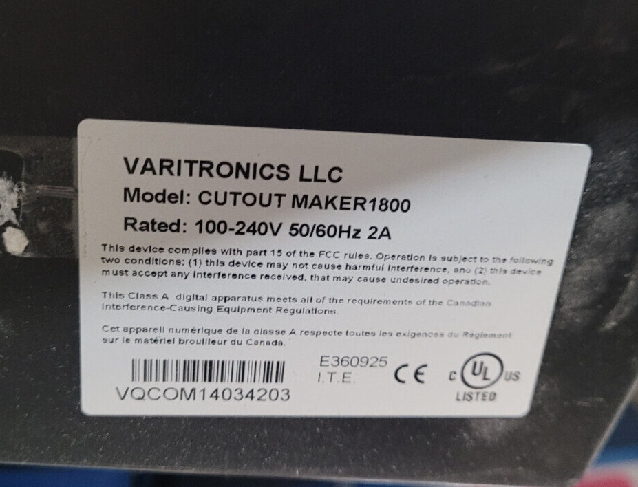 Varitronics VariQuest Cutout Maker 1800 Die Cut Machine-Power Tested Only