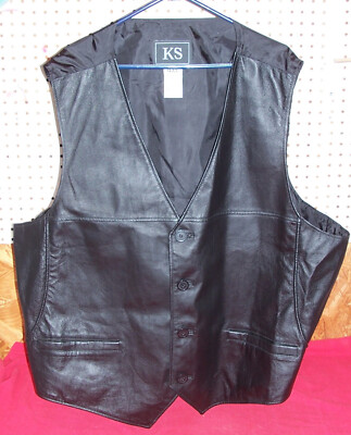 Mens 4XL Black Leather Vest Casual Dress Motorcycle Cowboy Western Biker  XXXXL | eBay