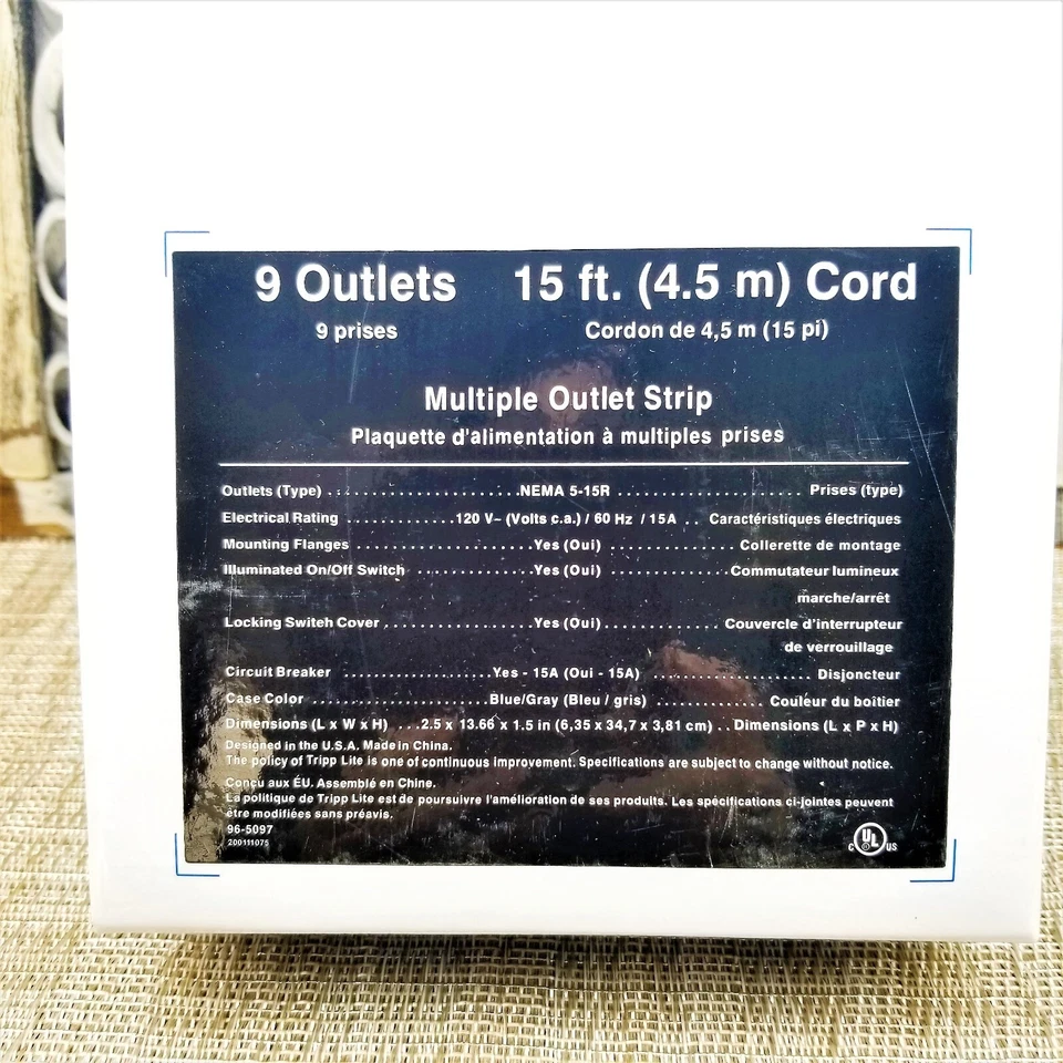 Waber Tripp Lite Model UL17CB-15 9 Outlet Industrial Lab Power Protection Strip - Image 3 of 4