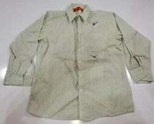 Red Kap Work Shirt Pinstripe 2 Pocket Men's Uniform L-Sleeve Martini  Logo LARGE