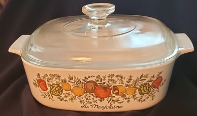 Corning Spice of Life 2 Quart Casserole Pyrex Lid A-9-C Centura La Marjolaine