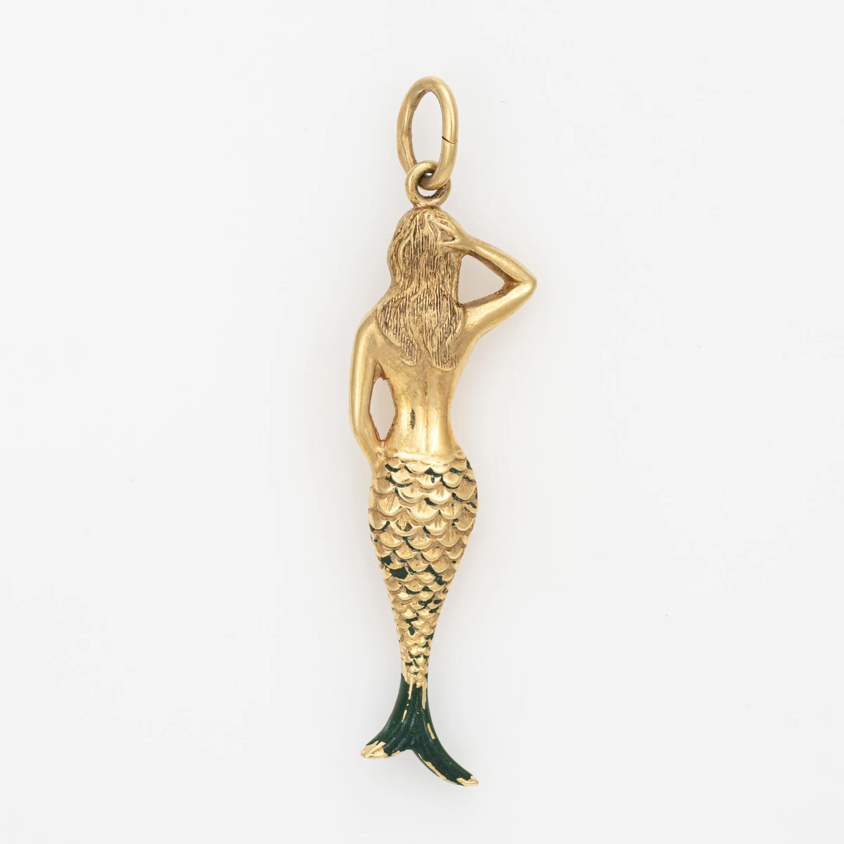 Vintage Mermaid Charm 14k Yellow Gold Estate Fine Ocean Jewelry