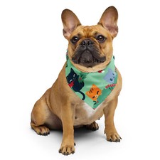 Cat Happy White Green Garland Pattern All-over print bandana