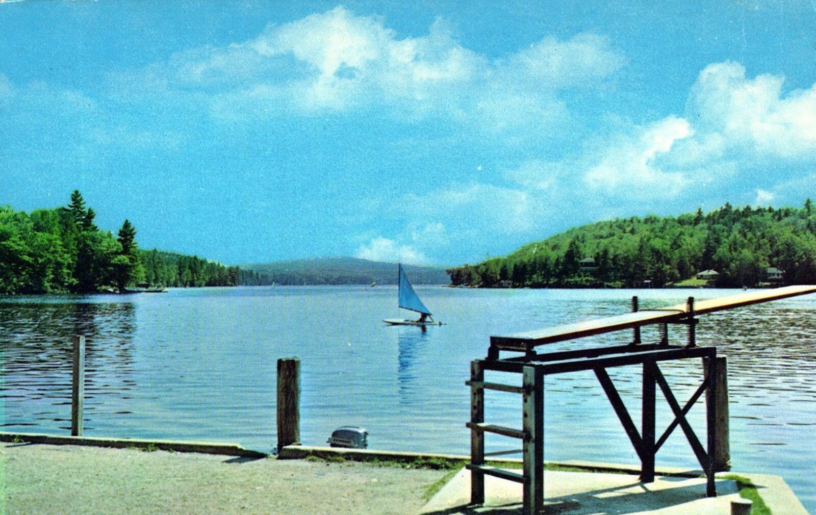 Lake Sunapee From Dock Mills New Hampshire Vintage Chrome Post