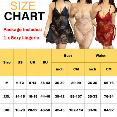 Women Sexy Lingerie Lace Dress Babydoll Underwear G String Nightdress Plus  Size | eBay
