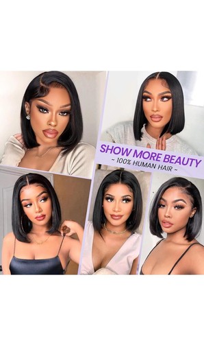 12A Straight 13x4 Frontal Wigs Human Hair Lace Front Wig Lace Closure Wigs 14” - Picture 6 of 6