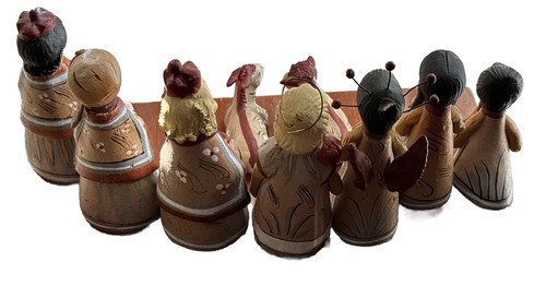 Vintage Tonala Mexican Hand-Painted Pottery Nativity 9 Piece Set - Picture 7 of 13