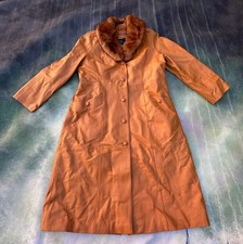 Vintage Jerry Lewis Classic Luxuries Women's Brown Leather Coat Size L.