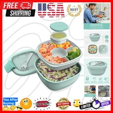 Ultimate Salad Container Set - 54 oz Bowl, Toppings Tray & Reusable Fork