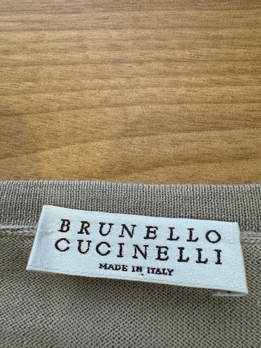 Brunello Cucinelli Womens Taupe Cotton Crochet Sequin Sleeves Sweater Sz S - Picture 4 of 7