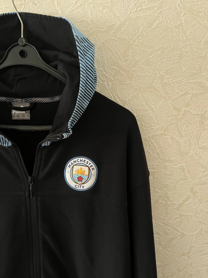 Куртка тренировочная Manchester City 2019/2020 Prematch на молнии толстовка с капюшоном мужская размер M - Изображение 3 из 4