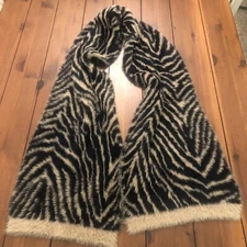 American Eagle Scarf Silky Soft Faux Fur Reversible Animal Print Warm Neck Wrap