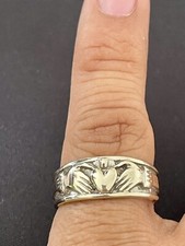 14KT WHITE GOLD CLADDAGH HEART RING - SIZE 10.5  S209 