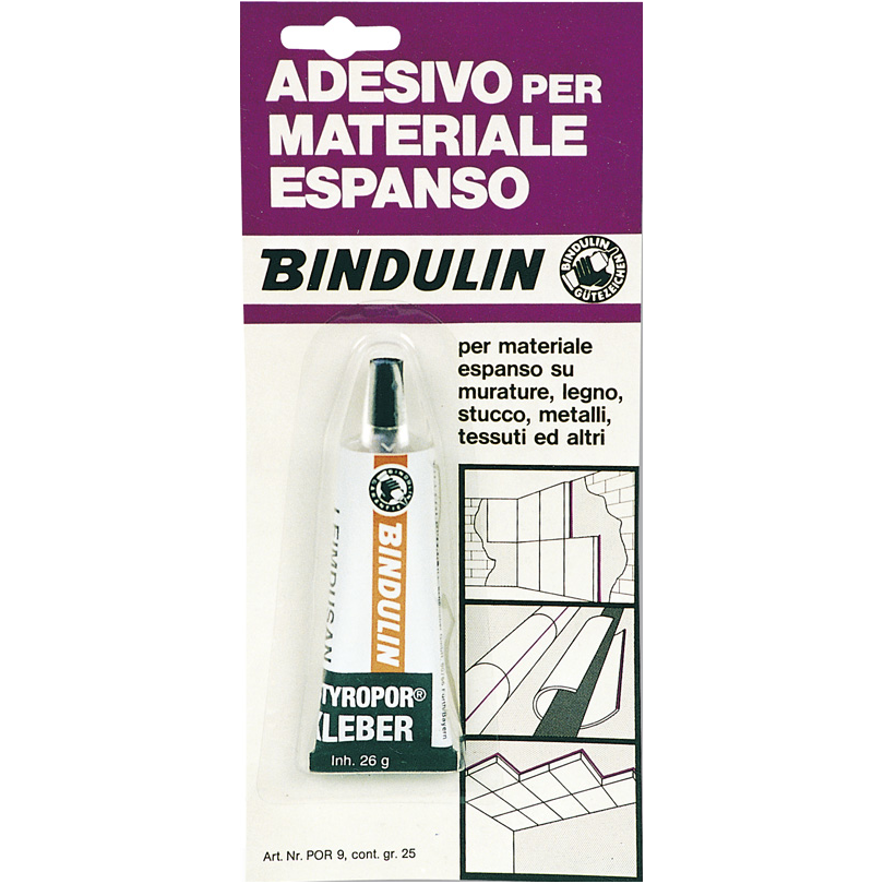 Bindulin POR9 - STYROPOR-KLEBER Colla (stiroporo) contatto per polistirolo  26 g