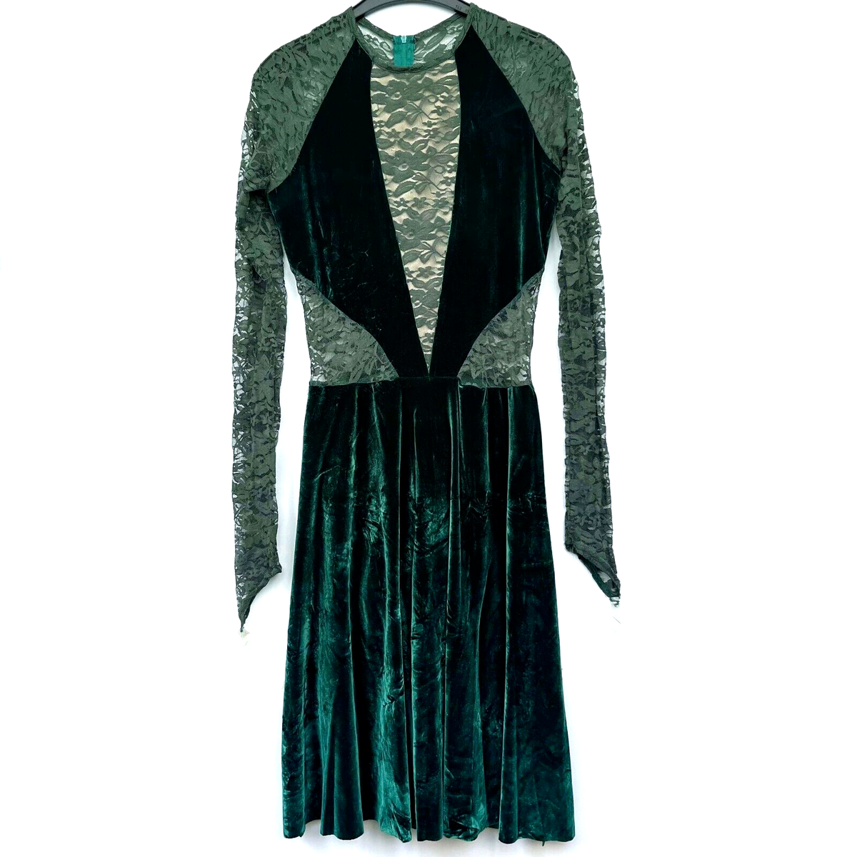 Vintage Kell Green Velvet Lace Made in USA Party Dress Built in Underwear Sz L | eBay Vintage Kell Green Velvet Lace Made in USA Party Dress Built in Underwear Sz L | eBay