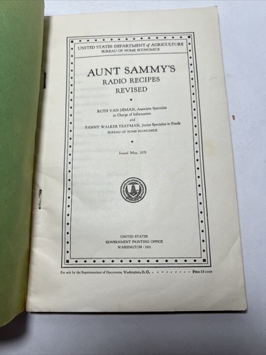 Vintage 1931 / 1934 Aunt Sammy’s Radio Recipes Revised Cookbook - Picture 2 of 15