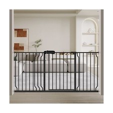 Fairy Baby Extra Wide Baby Gate Black 62-67 Inch Wide, Walk Through Pressure ...