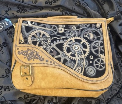 Restyle Steampunk Satchel Purse Bookbag  Brown Gears RESTYLE Gothic Renaissance