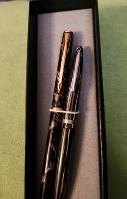Pair of Lovely Slim Patterned Ballpoint Pens From Father's Collection