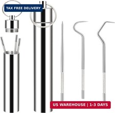 3 Pieces 2 Set Metal Toothpicks Kit, Reusable Toothpick Holder Portable Stainles