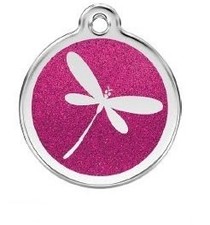 Custom Engraved Stainless Steel with Glitter Pet ID Tag - Medium