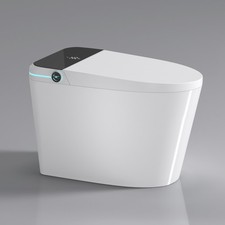 Smart Toilet with Bidet Seat, Auto Open/Close, Foot Sensor, LED, White