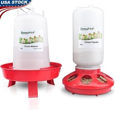 Chick Feeder Waterer Non Spill Durable Easy Clean Feed Water Combo 8-12 Chicks