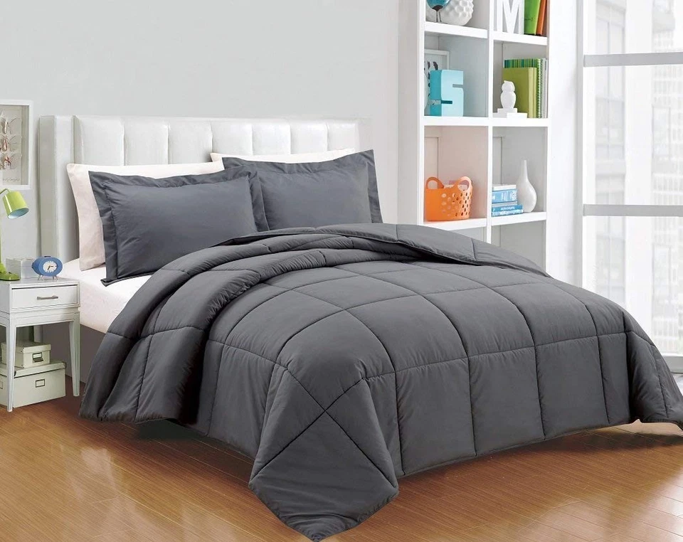 3-Piece All Season Queen Comforter Set Gray, Soft Quilted Down Alernative Duv... - Image 2 of 4
