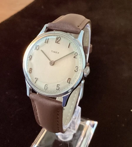 Vintage Men's Timex Manual Wind Watch | Runs/Keeps Time | Clean Dial | New Band