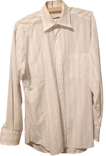 Gucci Men's Dress Shirt Pink White Stripe Size Medium Made in Italy